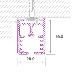 Stage & Theatre Cord-Drawn Curtain Track face-fix mounting detail